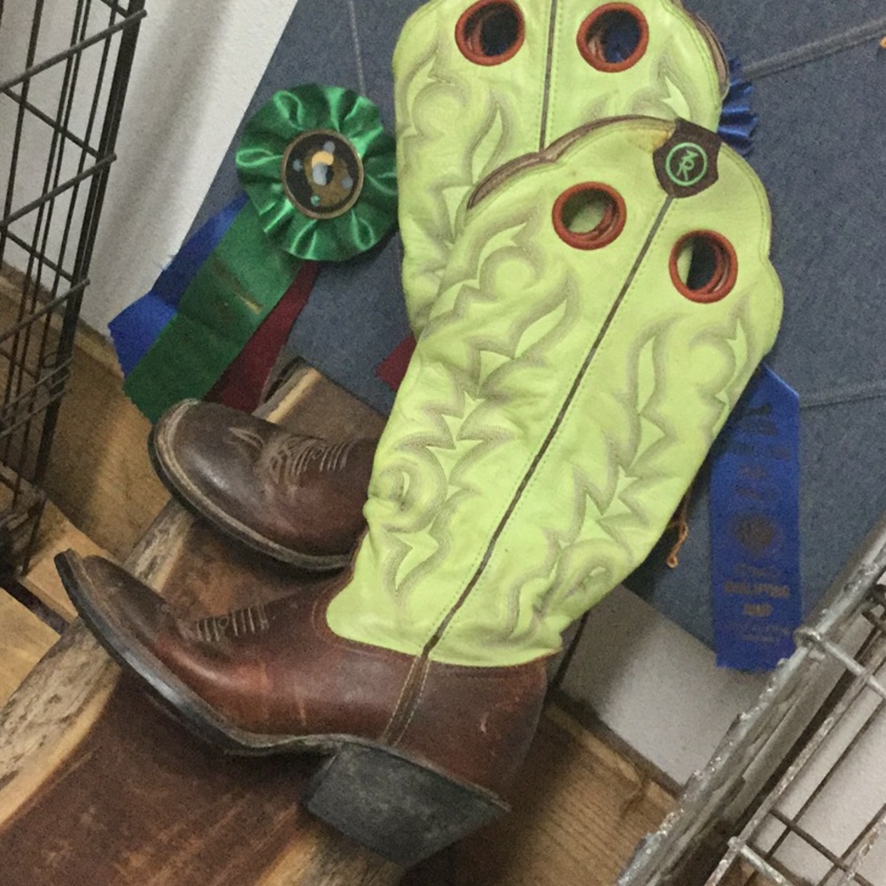 Tony lama buckaroo cowboy rodeo cowgirl festival boots tall ranch horse riding - Picture 13 of 14
